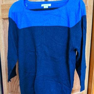 NWT Liz Claiborne XL 3/4sleeve 2 tone blue sweater